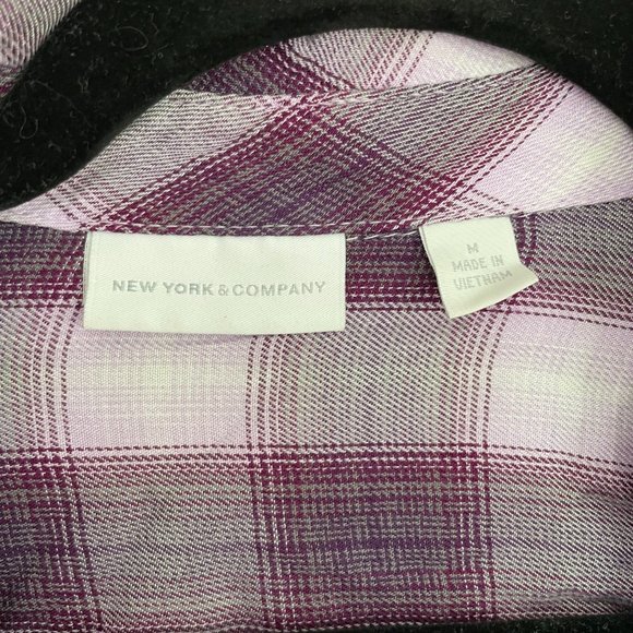 Purple Plaid Button Down Blouse - Picture 3 of 3